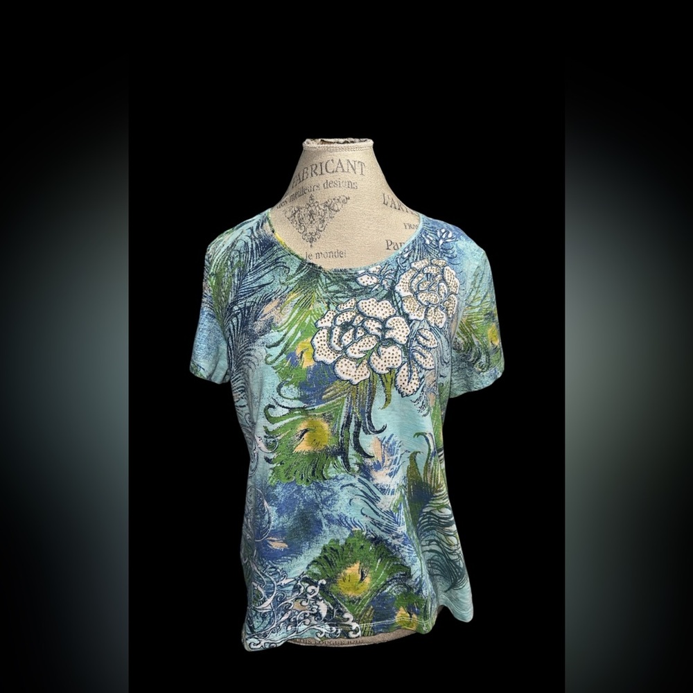Blue Floral Short Sleeve Women’s Top